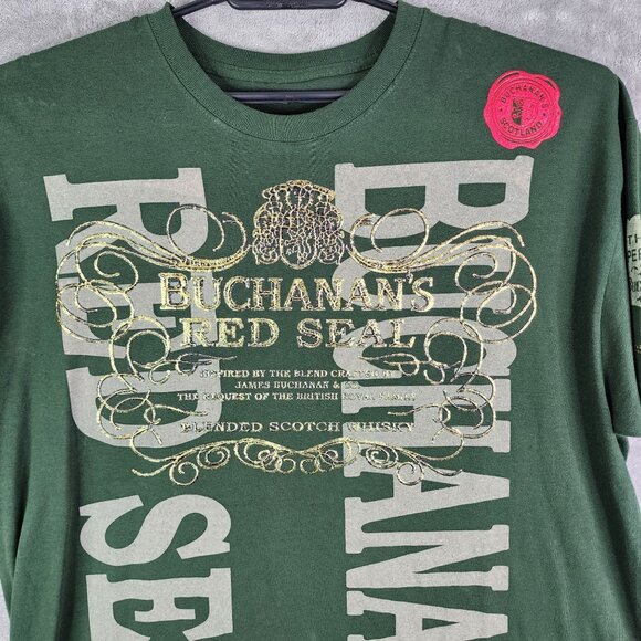 Men's Green & Gold Buchanan's Red Seal T-Shirt Short Sleeve Crew Neck Size XL - Picture 4 of 11